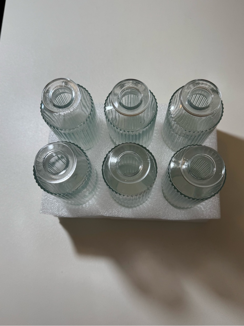 Set of 6 Ribbed Clear Glass Bottles
